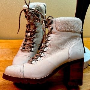 Frye leather, shearling bootie